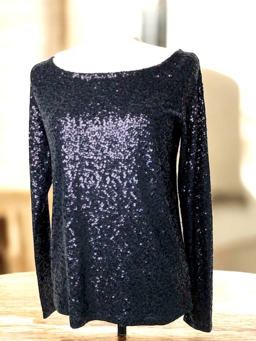 J. Crew Black Sequined Top Blouse